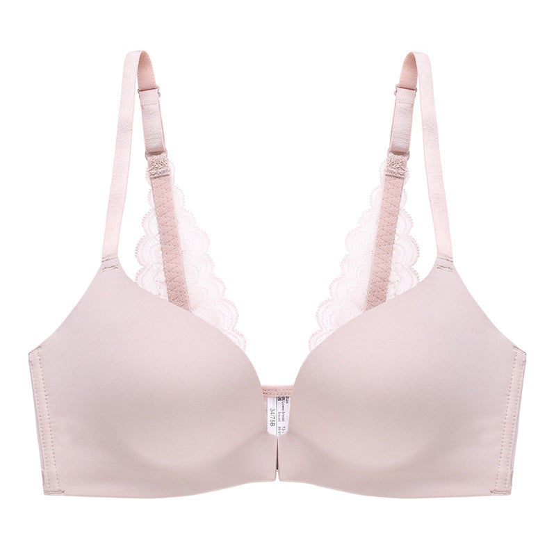Lace-up front bra without lace