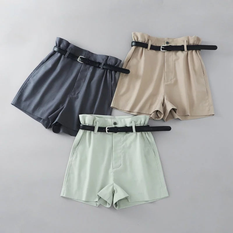 Summer High Waist Loose Wide Leg Pants Women's Slim Elastic Belt