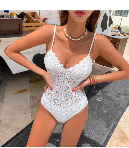 Sexy One-Piece Swimsuit Women Embroidered Knitted One-Piece Swimsuit Bikini