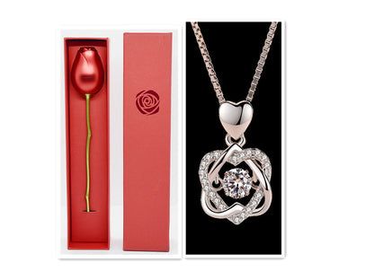 Heart Necklace Female 925 Silver Plated Rose Gold Pendant