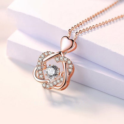 Heart Necklace Female 925 Silver Plated Rose Gold Pendant