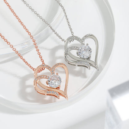 ove Necklace With Rhinestones Ins Personalized Heart-shaped