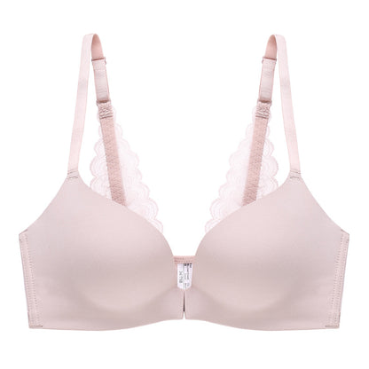 Lace-up front bra without lace