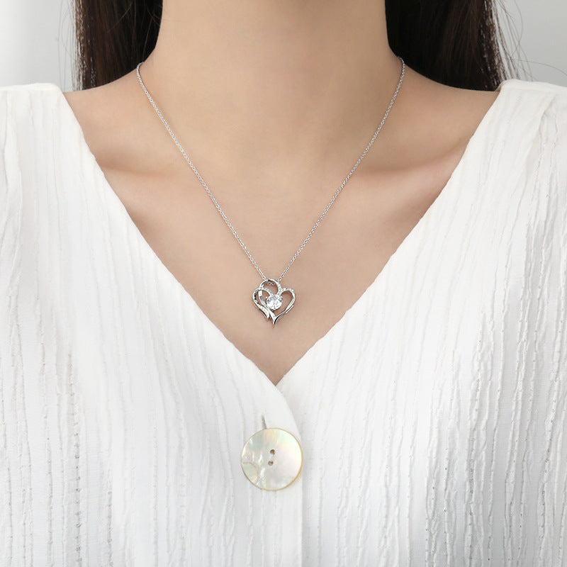 ove Necklace With Rhinestones Ins Personalized Heart-shaped