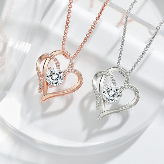 ove Necklace With Rhinestones Ins Personalized Heart-shaped