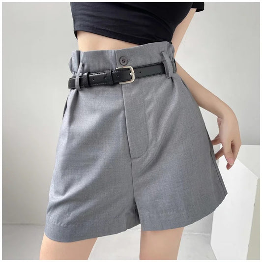 Summer High Waist Loose Wide Leg Pants Women's Slim Elastic Belt