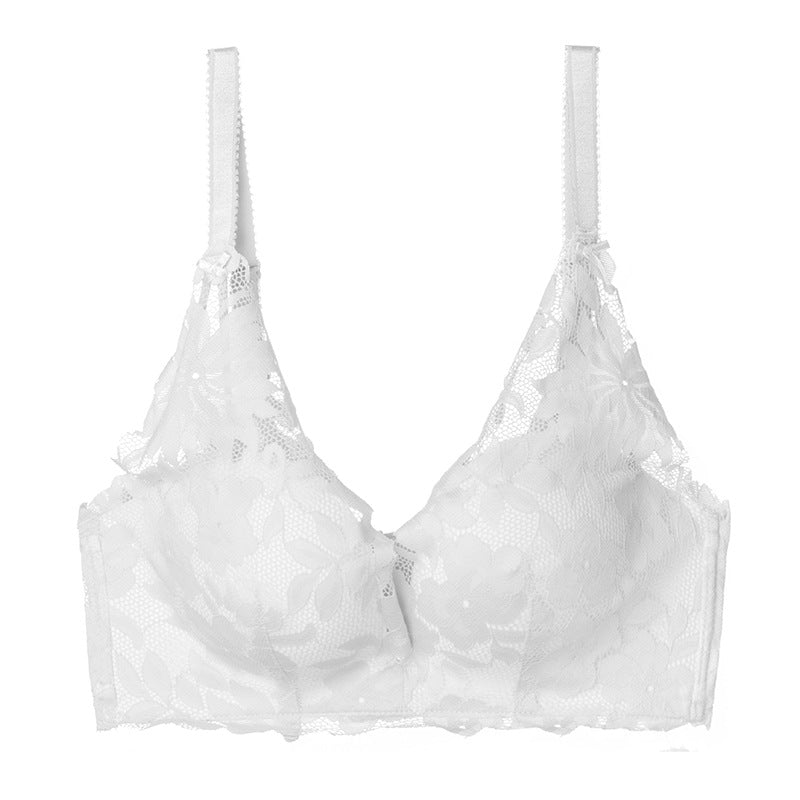 Lace-up front bra without lace