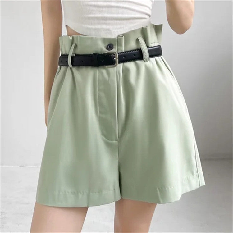 Summer High Waist Loose Wide Leg Pants Women's Slim Elastic Belt