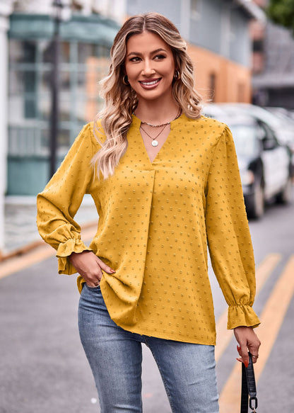 V-neck Loose Long Sleeve Umbrella Sleeve Top