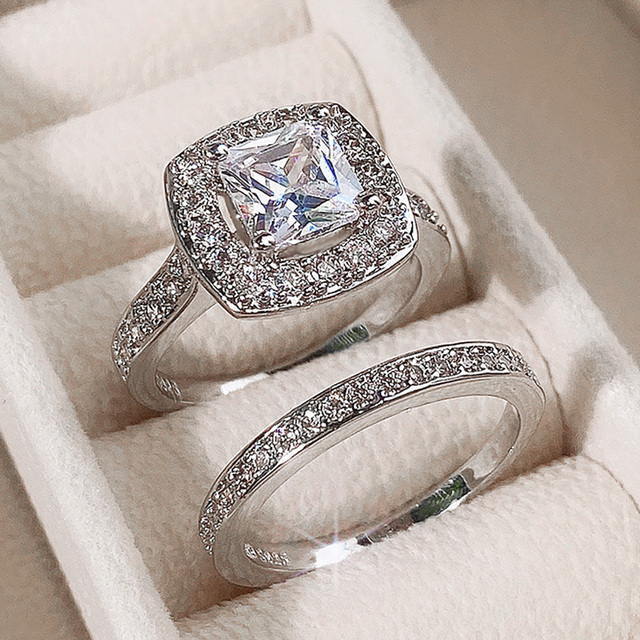 Fashion Wedding Ring Set X2